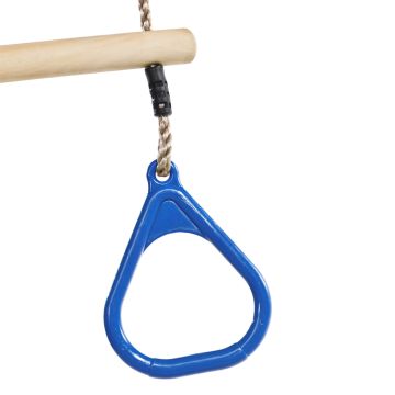 Houten Ringtrapeze met Kunststof Ringen Blauw