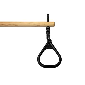 Houten Ringtrapeze met Kunststof Ringen zwart - BR touw zwart detail foto