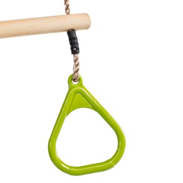 Houten Ringtrapeze met Kunststof Ringen Limoen Groen