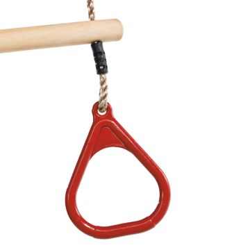 Houten Ringtrapeze met Kunststof Ringen Rood