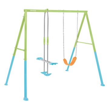 Stalen schommel dubbel intex groen/blauw
