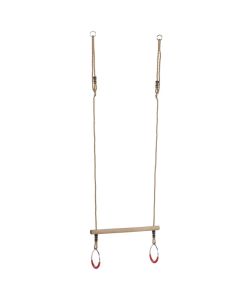 Houten ringtrapeze met metalen ringen