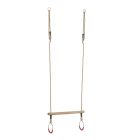 Houten ringtrapeze met metalen ringen