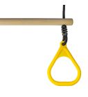 Houten Ringtrapeze met Kunststof Ringen Geel - BR touw zwart