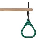 Houten Ringtrapeze met Kunststof Ringen Groen - BR touw zwart uitgeklapt