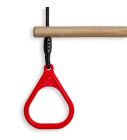 Houten Ringtrapeze met Kunststof Ringen Rood - BR touw zwart