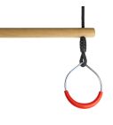 Houten ringtrapeze met metalen ringen - BR touw zwart