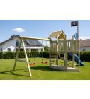 Houten Speeltoestel Maroo Play+ met schommels en glijbaan