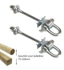 Schommelhaak dwarsdoor M12 (140mm) met gelagerde harpsluiting (2 stuks)
