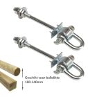 Schommelhaak dwarsdoor M12 (160mm) met gelagerde harpsluiting (2 stuks)