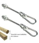 Schommelhaak dwarsdoor M12 (140mm) met karabijnhaak(2 stuks)