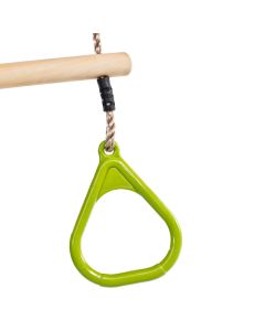 Houten Ringtrapeze met Kunststof Ringen Limoen Groen