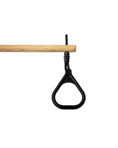 Houten Ringtrapeze met Kunststof Ringen zwart - BR touw zwart detail foto