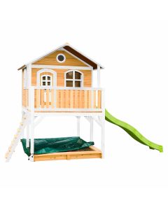 Houten Speelhuis AXI Marc-Bruin Wit-Limoen groen Hoofdfoto