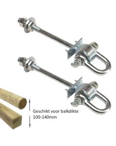 Schommelhaak dwarsdoor M12 (160mm) met gelagerde harpsluiting (2 stuks)