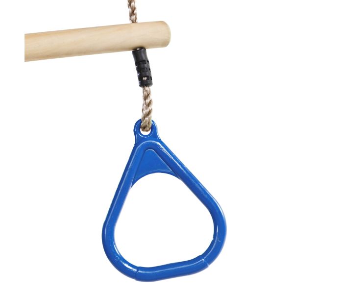 Houten Ringtrapeze met Kunststof Ringen Blauw