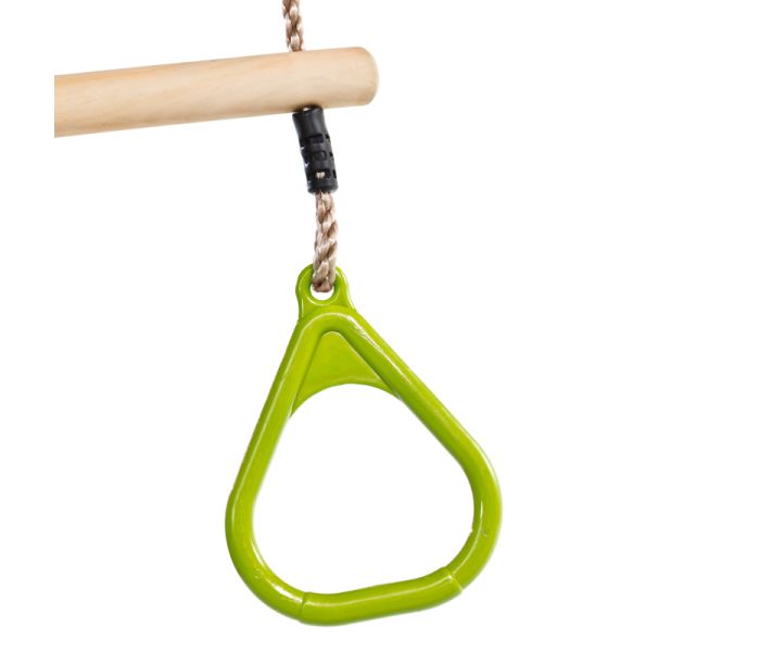Houten Ringtrapeze met Kunststof Ringen Limoen Groen