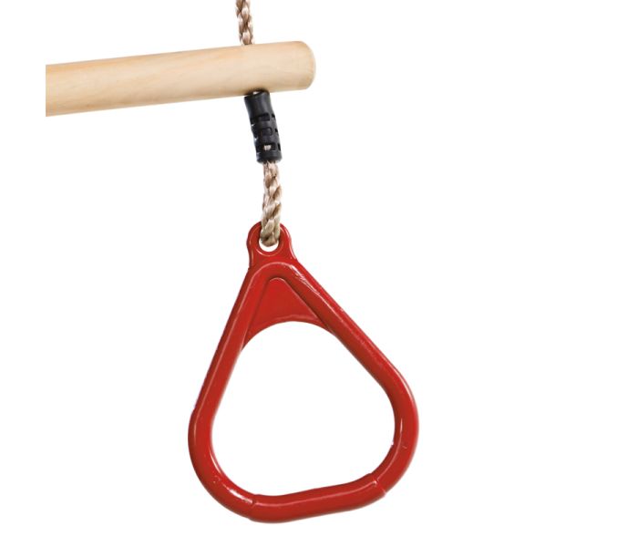 Houten Ringtrapeze met Kunststof Ringen Rood