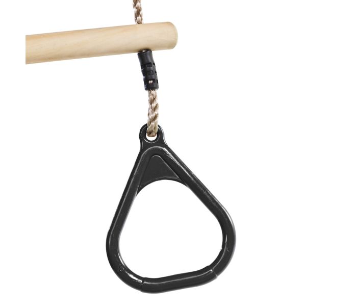 Houten Ringtrapeze met Kunststof Ringen zwart