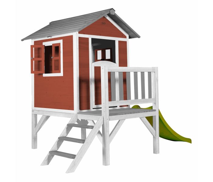 Houten speelhuisje Sunny Lodge XL RoodWit_Hoofdfoto