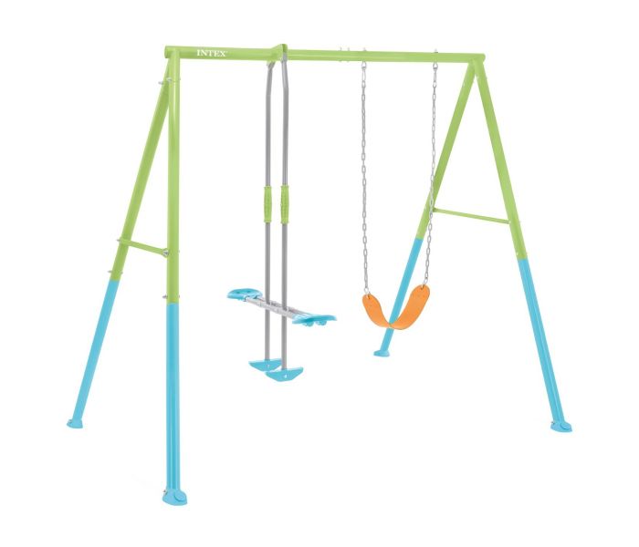 Stalen schommel dubbel intex groen/blauw